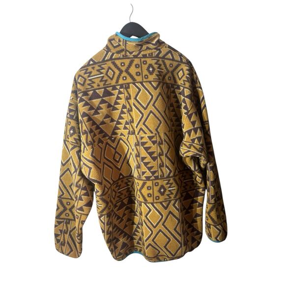 Patagonia Synchilla Snap-T Tan Brown Teal Tribal Aztec Fleece Pullover Sz XL Men - Picture 2 of 5